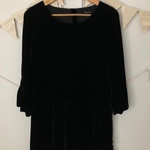 Madewell black velvet drop waist dress